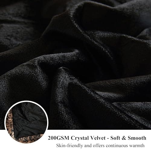 XeGe Fluffy Faux Fur Cheetah Print Throw, Soft Plush Fuzzy Leopard Print Lap Blanket, Luxury Shaggy Couch Throw Sofa Chair Bed Car, Vintage Decorative Farmhouse Furry Blanket, Brown and Black, 50x60 thumbnail 6