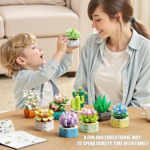 TYCOLE Tiny Flowers Succulents Artificial Plant Set-Creative Botanical Building Block 9 in 1 Toy, Botanical Collection for Office&Home Decor,Christmas Birthday Gift for Adults and Kids 8-12(832 PCS) thumbnail 6
