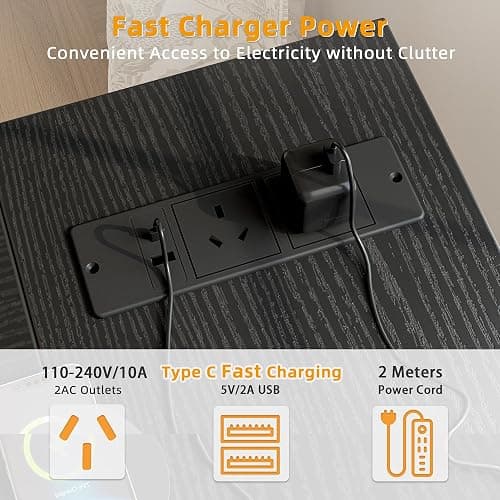 TIQLAB Small L Shaped Computer Gaming Corner Desk with Power Outlets, Reversible Shelves for Study, Writing Table for Home, Office, Bedroom, Living Room, 40 inches, Black thumbnail 6