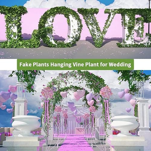 CQURE 12Pcs 84Ft Artificial Ivy Garland,Ivy Garland Fake Vines UV Resistant Green Leaves Fake Plants Hanging Vines for Wedding Party Garden Wall Room Decor thumbnail 8