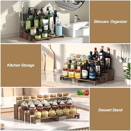 2 Set Wooden Tiered Risers Display Stands for Vendor Events,Stackable Wood Cupcake Display Stand,Farmhouse Decor Wood Dessert Table Display Set,Vendor Booth Display Items,Food Display Risers for Party thumbnail 8