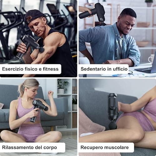 Pistola Massaggio Muscolare Professionale con 99 Velocità Regolabili, 6 Testine Intercambiabili e Display LCD Tattile Silenzioso per Massaggio Profondo - Allevia Dolori Muscolari di Schiena thumbnail 6
