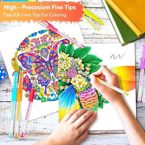 Soucolor Gel Pens for Adult Coloring Books, Deluxe 120 Pack-60 Colored Gel Pens, 60 Refills and Travel Case, with 40% More Ink Gel Art Markers Set for Drawing Journaling Scrapbooking Art Kit Supplies thumbnail 2