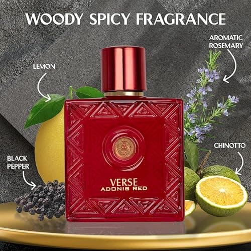 Men’s Cologne Gift Set 3 Pack – Verse Pour Homme, Adonis Red & Valentine Milano – Long-Lasting Citrus, Warm Floral & Amber Wood Scents (100ml Eau de Parfum) thumbnail 2