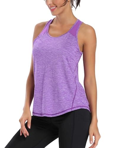 Aeuui Womens Workout Tops for Women Racerback Tank Tops Mesh Yoga Shirts Athletic Running Tank Tops Sleeveless Gym Clothes thumbnail 3