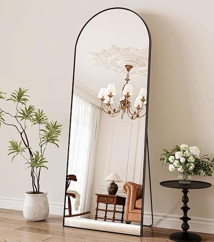WISSMIELS 21" x 64"Arched Full Length Mirror - Wall Mounted Floor Mirror- Aluminum Alloy Frame Full Body Mirror for Bathroom Living Room Bedroom and Entryway Black - Image 1
