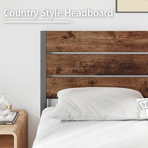 Fluest Queen Bed Frame with Headboard and Footboard, with Under Bed Storage, All-Metal Support System, No Box Spring Needed, Easy Assembly,Rustic Brown thumbnail 5