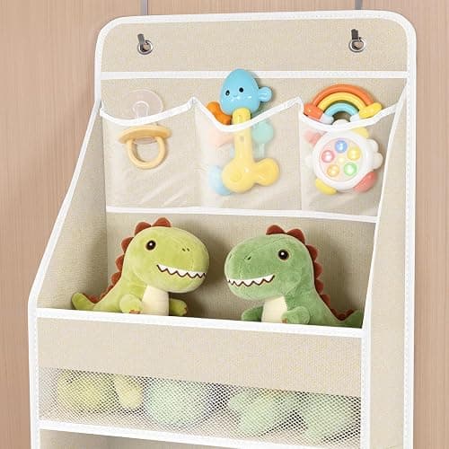 Univivi 6-Shelf Over Door Hanging Organizer Fabric Baby Door Storage with 5 Extra Large Capacity Pockets Behind the Door Hanging Storage Organizers Easy Install Door Storage for Baby Essential (Beige) thumbnail 5