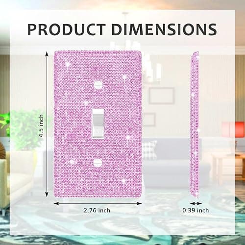 Dengduoduo Wall Plates Light Switch Cover Decorative Outlet Covers, Shiny Silver Rhinestones Bling Wall Plate Cover Wall Plate Single Gang Toggle for Kitchen Bedroom Living Room Home Decor thumbnail 3