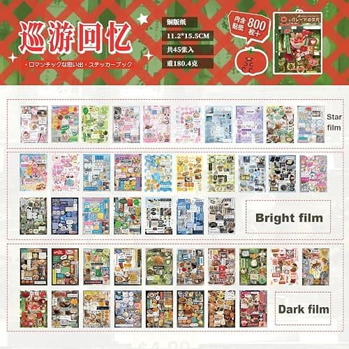 Japanese Sticker Book,45 Sheets Heisei Retro Romantic Memory Series Comic Manga Style Cute Stickers Book Aesthetic for DIY Kawaii Scrapbooking Journaling Handbook Decoration thumbnail 2