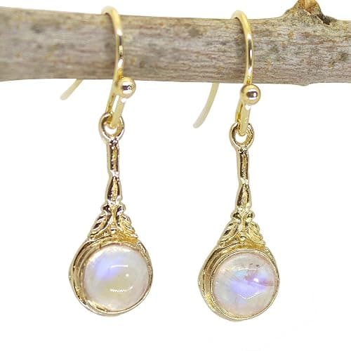 Gold dangle earrings, gemstone earrings, Natural stone earrings - Image 1