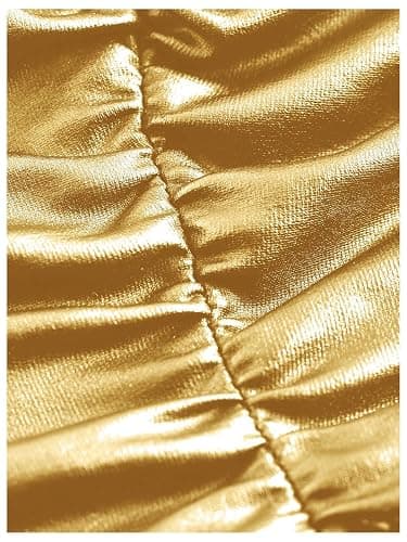 MakeMeChic Women's Gold Tops Leather Tube Tops Fall Club Fitted Shirts | Gold Tube Tops, Concert Outfits, Strapless Crop Tops for Women, Going Out, Fall, Gothic thumbnail 2