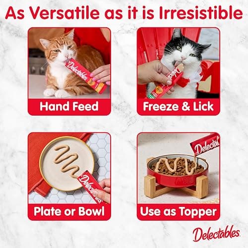 Hartz Delectables Squeeze Up Variety Pack, Creamy Squeezable Puree, Lickable Wet Cat Treats, Grain Free, No Added Fillers, No by-Products, No Added Preservatives, 0.5 Ounces Tube, 48 Tubes Total thumbnail 5