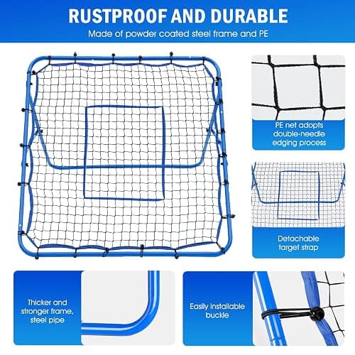 Volleyball Lacrosse Rebound Net Pro, WINTHAI Lacrosse Rebounder for Backyard, 7x4FT/6x4FT/4x4FT Bounce Back Net with Target Strike Zone, Easy Quick Setup, Volleyball Baseball Softball Soccer Training thumbnail 4