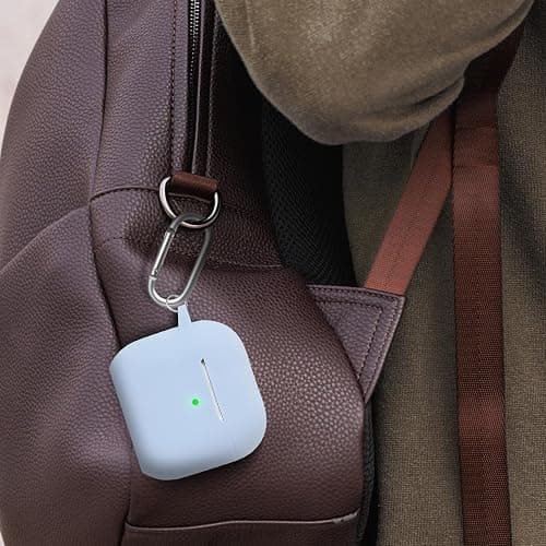 Woyinger for Airpods 4th Case Cover, Come with Cleaner Kit,Soft Skin Silicone Case Cover with Keychain, Full Protective Case for Men and Women, Compatible with AirPods 4th Generation Case,Sky Blue thumbnail 5