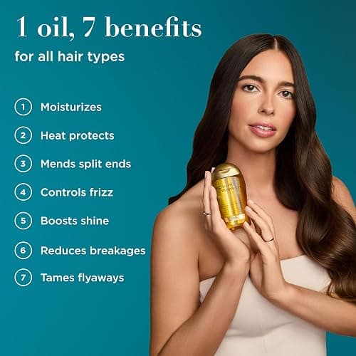 OGX Renewing + Argan Oil of Morocco, Cold-Pressed Argan Oil for Hair Penetrating Treatment & Shine, Moisturizing & Strengthening Silky Oil for All Hair Types, Paraben & Sulfate Free, 3.3 fl oz thumbnail 3