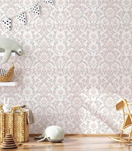 YXTII 17.3"×78.7" Pink Peel and Stick Wallpaper, Floral Wallpaper for Bedroom Bathroom Self Adhesive Removable thumbnail 5