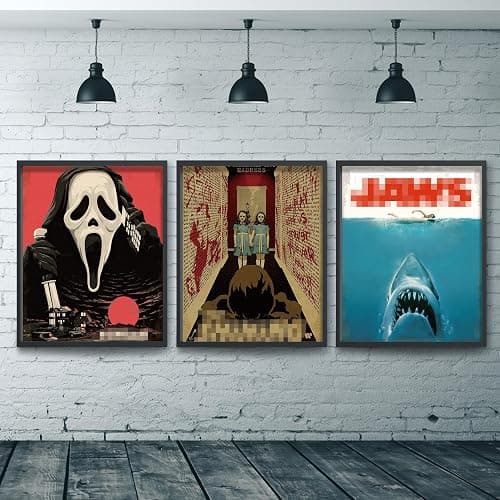 Eartim 9Pcs Horror Classic Movie Characters Poster Set, Vintage Wall Art Prints Scary Movie Character Printing Poster for Halloween Party Haunted House Home Living Room Bedroom Office Decor thumbnail 7