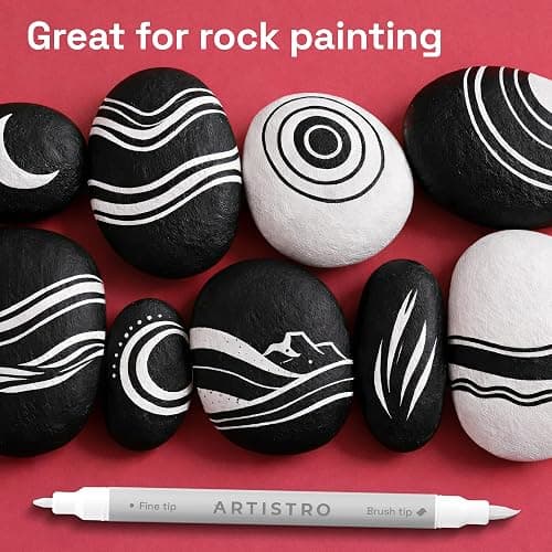 ARTISTRO 12 White Acrylic Paint Markers - Paint Pens for Drawing - For Fabric, Rock, Glass, Wood, Molds - Arts & Crafts Gift for Adults, Teens, Kids, Classroom Must Haves & School Supplies thumbnail 7