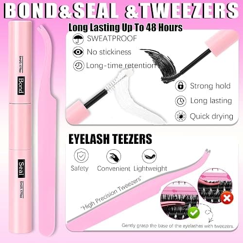 YIDUO 4 Styles Lash Clusters Kit 60D+80D+100D+150D Volume Clusters Lashes Extensions Kit with 2 X Bond and Seal 10-18mm Wispy D Curvature Full Individual Eyelash Extensions Kit DIY at Home Easily thumbnail 7