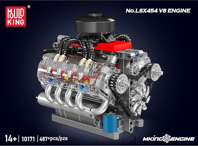 Mould King 10171 V8 Engine Model Kit, Mini V8 Engine Kits That Runs, Build Your Own Car Model Engine with Motor, Collectible Building Blocks for Adults, DIY STEM Construction Toys for Display thumbnail 10