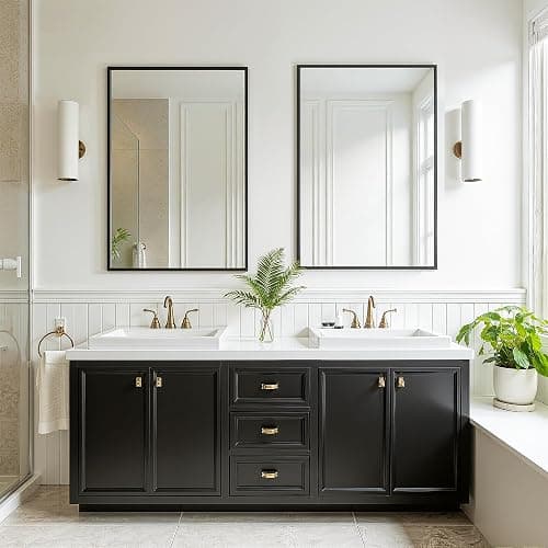 FICTOR Bathroom Vanity Mirror-Black, 36" x 24", Shatterproof & Anti-Rust, Wall Mount Rectangle Mirrors with Metal Frame for Over Sink, Bathroom, Bedroom, Living Room,Entryway thumbnail 7