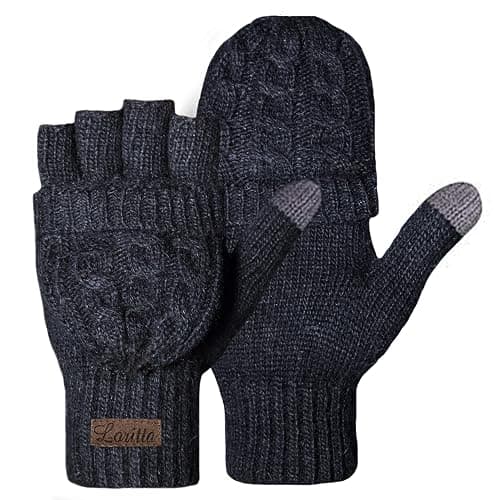 Loritta Winter Fingerless Gloves for Women Warm Knit Convertible Mittens with Flip Cover Stocking Stuffers Gifts - Image 1