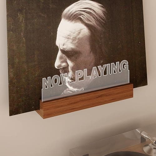 Schallplatten Wandhalterung, Beleuchtung Now Playing Vinyl Record Stand, Now Spinning Plattenspieler-Ständer, Holz-Acryl-Halter für Vinyl-Album-Display und Lagerung mit warmen weißen Farbe Lichter thumbnail 7