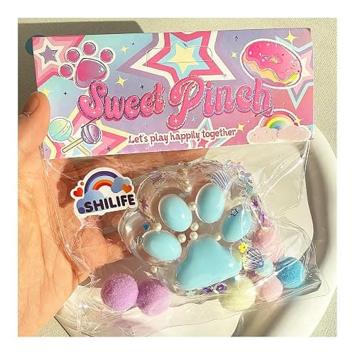 Taba Squishy Crystal Cat Claw Random Color , Kawaii Squishies PVC Toys, Stress Relieving Fur Ball OPP Packaging Gifts|Squishy Fidget Toys for Anxiety & Relaxation|Perfect Desk Accessory (1pcs) thumbnail 5