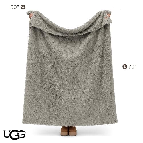 UGG Adalee Faux Fur Throw Blanket Luxury Lightweight Cozy Soft Throw for Couch Bed or Chair Hypoallergenic Machine Washable Double-Sided Fluffy Blanket Home Decor, 50-inch x 70-inch, Seal Grey thumbnail 3