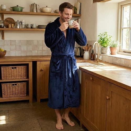 U2SKIIN Mens Fleece Robe Plush Collar Shawl Bathrobe thumbnail 4