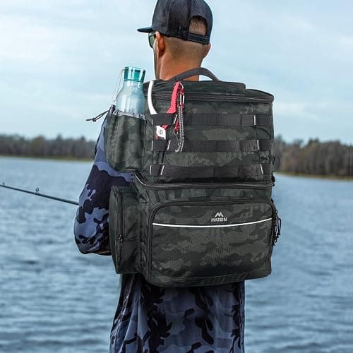 MATEIN Fishing Tackle Backpack with Cooler, Large Fishing Bag with Rod Holders for 4 Trays (Tray Not Included) & Fishing Gear thumbnail 2