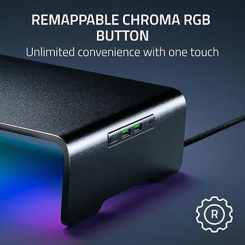 Razer Monitor Stand Chroma: 4 Port Hub - USB A 3.2, USB C 3.2, HDMI 2.0 - Ergonomic Height - Durable Aluminum Supports Up to 44 lbs - Organize Storage Shelf - Remappable RGB Buttons - Chroma RGB thumbnail 6