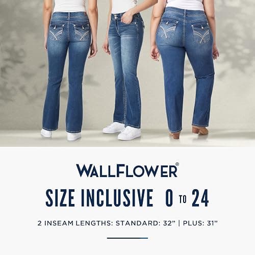 WallFlower Women's Bling Bootcut Jeans, Luscious Curvy Fit, Sizes 0-24 | Embellished Back Pocket, Mid-Rise, Insta Stretch Denim, Trendy, Gap-Free, Figure-Flattering, Juniors, Standard and Plus Size thumbnail 8