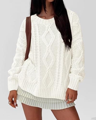BTFBM Casual Women Long Sleeve Sweater 2025 Fall Ribbed Knit Pullover Loose Crewneck Cable Sweater Jumper Tops thumbnail 3