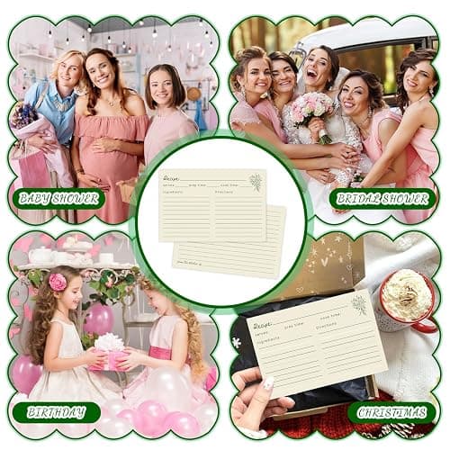 JOETMAE 50PCS Minimalist Retro Flower 4×6 Recipe Cards - In Double Sided | Blank|Thick Card stock|Minimalist Flower Design|For Bridal Shower Wedding Baby Shower Kitchen Diaries Banquet Preparation thumbnail 6