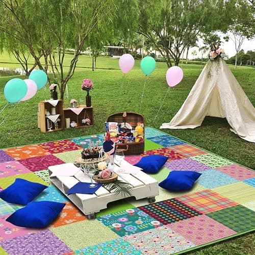 Supfitness Extra Large Picnic Blankets Waterproof Foldable (60"x 80") Boho Beach Blanket Waterproof Sandproof,3-Layer Thicking Mat Outdoor Packable Camping Blanket thumbnail 7