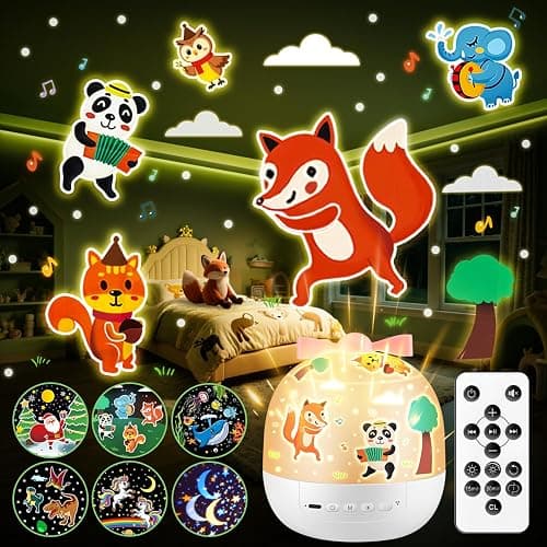 Nachtlicht Sternenhimmel Projektor Kinder,10 Musik Spieluhr , Nachtlicht Baby,Nachttischlampe ,Kawaii Deko,Einhorn Geschenke für Mädchen,Weihnachtsgeschenke, Weiß - Image 1