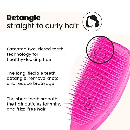 Tangle Teezer Ultimate Detangler Brush for Wet & Dry Hair, Eliminates Knots & Reduces Breakage for All Hair Types, Runway Pink thumbnail 2