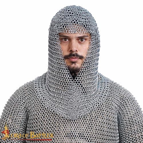 Pack of Chainmail Coif and Cotton Padded Arming Cap Protector Under Armor Chainmail Coif Ideal for LARP, Renfair thumbnail 2