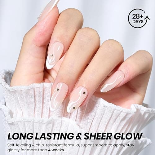 Beetles Nude Gel Polish, 15ml Jelly Neutral Nude Gel Nail Polish Set Translucent Effect Nail Concealer Soak Off UV Spring Summer French Nail Art Design Gift for Women thumbnail 5