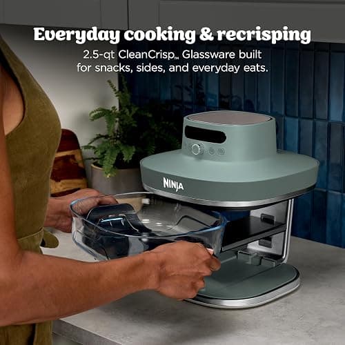 Ninja Crispi Pro 6-in-1 Glass Air Fryer | 450°F, Nontoxic, 6qt & 2.5qt Containers & Lids | Microwave, Freezer, Dishwasher Safe | Max Crisp, Air Fry, Bake, Roast, Recrisp, Dehydrate | Ash Grey, AS101DG thumbnail 8