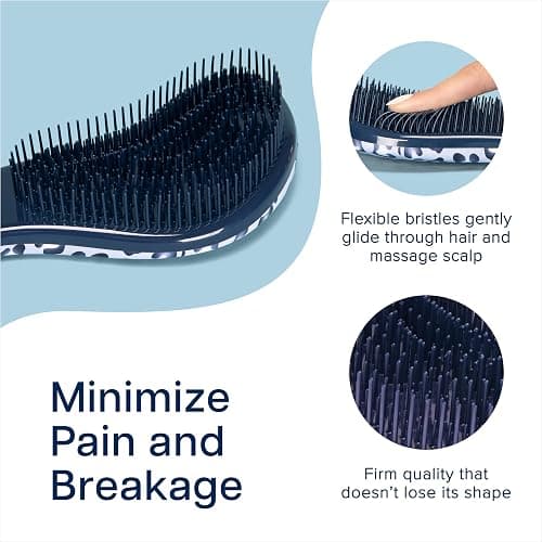 Crave Naturals Glide Thru Detangler Brush - Curly Hair Brush for Women and Kids - Wet and Dry Comb for Adults - Soft Flexible Bristles for Gentle Use - Styling Tool for Curls - Blue Cheetah thumbnail 3