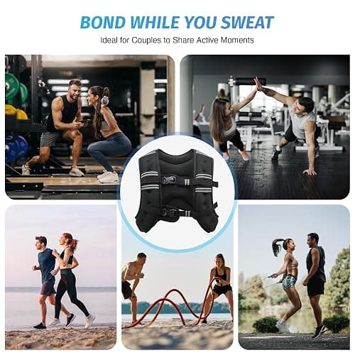 ZELUS Weighted Vest, 6lb/8lb/12lb/16lb/20lb/25lb/30lb Weight Vest with Reflective Stripe for Workout, Strength Training, Running, Fitness, Muscle Building, Weight Loss, Weightlifting thumbnail 5