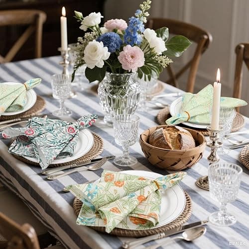 Mindsoft 20 Pcs William Morris Napkins Vintage Flowers Dinner Cloth Napkins 15.7" x 15.7" Linen Watercolor Washable Floral Soft Absorbent Square Table Top Decor for Kitchen, Wedding, Gifts Bulk thumbnail 4