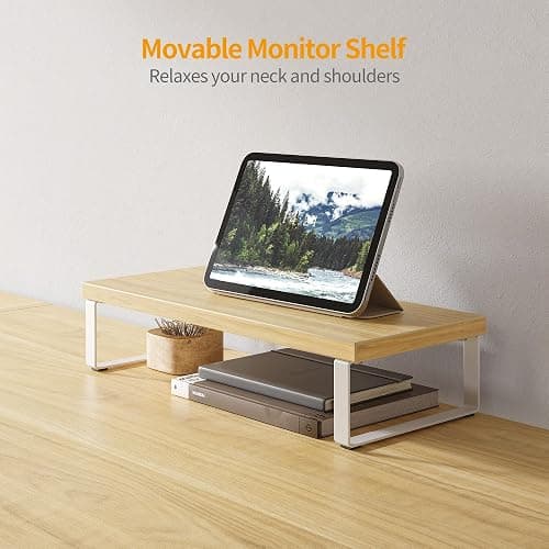 Cubiker L Shaped Gaming Desk 128 x 128 cm Computer Office Desk, Corner Desk with Dual Side Storage Shelves and Monitor Stand for Home Office Study Writing Workstation, Light Walnut thumbnail 6