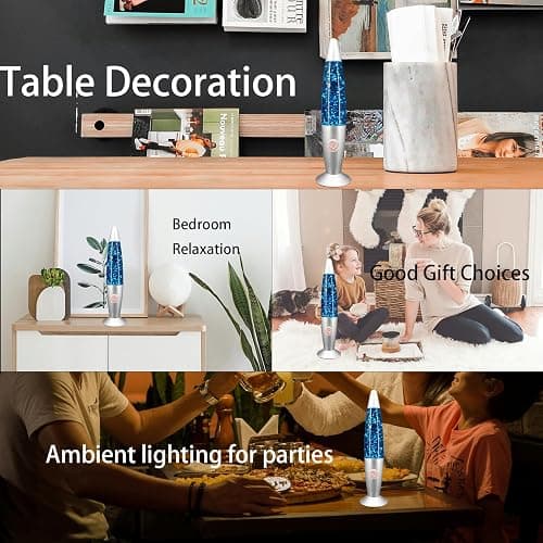 zhrisezlava 13IN Blue Glitter Lamp, Big Glitter Flow in Liquid Relaxing Motion Light, Home Decor Calming and Entertaining Lamp, Amazing Gifts for Adults (Glitter in Blue Water) thumbnail 3