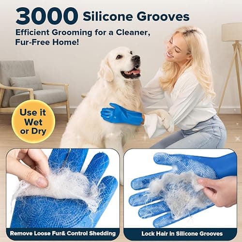 Augwind 6PCS Pet Grooming Kit for Dogs,Cats and Horses | Dog Washing Gloves | Dog Bath Brush | Dog Bath Gloves | Dog Shampoo Brush | Pet Grooming Gloves | Dog Bath Supplies (Navy Blue) thumbnail 3