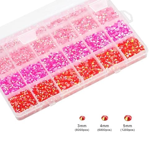 Liiouer Hot Pink Rhinestones, Crystal Bling Gemstones Mixed Color Rhinestones for Crafts, 16000PCS AB Color Non-Hotfix Flatback Resin Jelly Rhinestones for Tumblers, DIY Decoration Mixed Size 3/4/5mm thumbnail 3