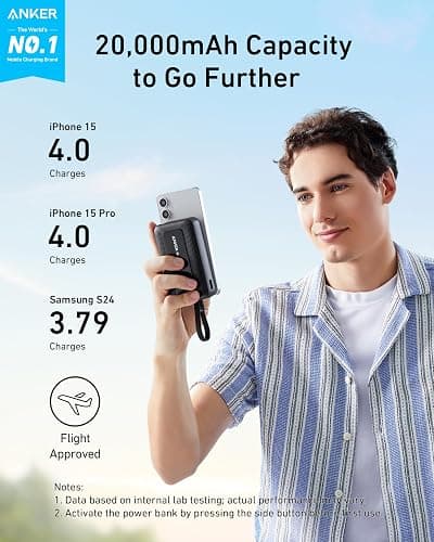 Anker Zolo Power Bank (2025 Upgraded Version), 20,000mAh 30W High-Speed Portable Charger with Built-in USB-C Cable, Battery Pack for iPhone 17/16 / 15 Series, Galaxy, and More thumbnail 2